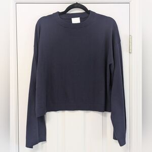 Allude Oversized Cropped Cotton Silk Cashmere Crew Neck Sweater Sz Small